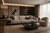 Elegante Beige Stoffgarnitur Edler 3-Sitzer Stilvoller Relaxsessel
