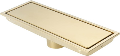 Linear Shower Drain Pipe 12 Inches Brushed Gold, with Tile Insert Grille, Detach