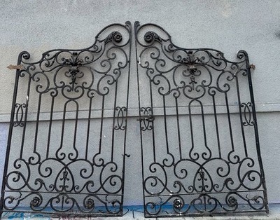 Spanish Revival driveway gates 98w X 82 Old 1920's Spanish iron gates