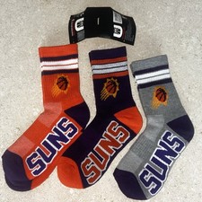 New NBA Phoenix Suns Boys 3 Pack Socks Shoe Size Youth 9-4