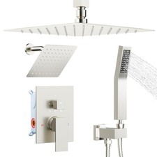 Shower System Shower Faucet Set, 12" 6" Ceiling Mount Rain Shower Head and Ha...