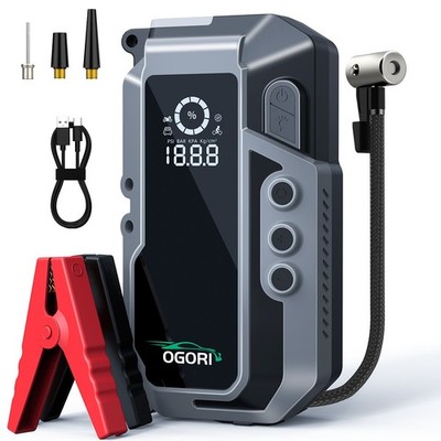 OGORI 7500A Auto Starthilfe Jump Starter Ladegerät 12V mit Luftpumpe Kompressor
