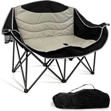 Outdoor Double Loveseat Camping Chair, Thick Padded Seat Side Pockets, 660 lb