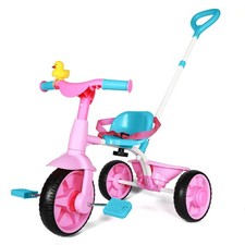 2-in-1 Toddler Tricycle Age 1.5-3, Trike with Push Handle