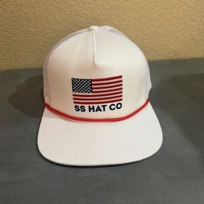 Southern String Hat Co White American Flag Trucker Rope Hat SS Hat Co