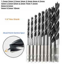Lip & Spur Wood Drill Bits Set Brad Point Centre Spur Drill Bit 1.5mm - 10mm