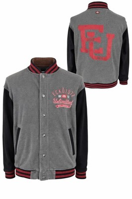 Ecko Unltd Varsity Jacke Grau Schwarz Rot Logo Knopfleiste Herren L Streetwear