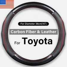 NEW 15" Steering Wheel Cover Genuine Leather For Toyota Corolla RAV4 Hilux Yaris
