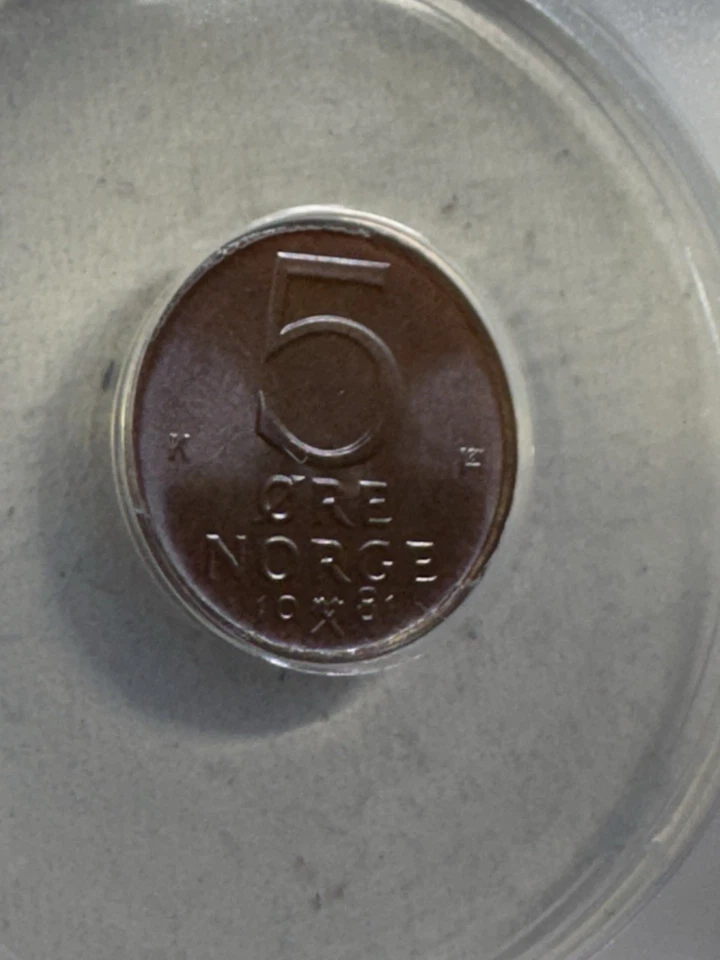 Noruega 1981 5 minerales graduado como nuevo 67 BN por ANACS Foto 2 de 4