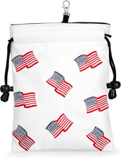 US Patriotism Golf Valuables Pouch Bag with Drawstrings - Premium Faux Leather G