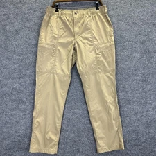 Duluth Trading Pants Mens 36x32 Khaki Nylon Stretch Cargo Work Hiking Outdoors