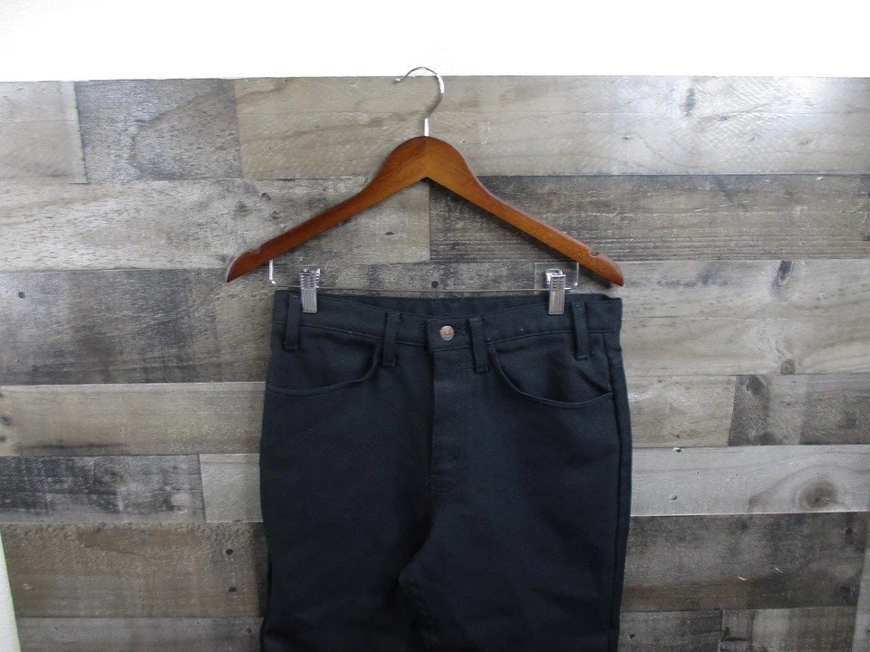 Pantalones Bell Bottom Vintage Para Hombre 33x30 Negro Acampanado Hecho en EE. UU. Años 70 Scovill Sarga Foto 2 de 4
