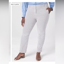 NEW Lane Bryant 4 Season Stripe Mid Rise Ankle Pants Size 26 Plus Slimming Tan