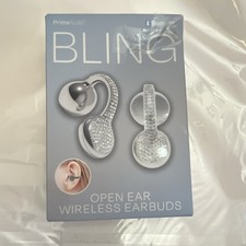 PrimeAudio BLING Wireless Bluetooth Earbuds Silver Open Ear, Rechargeable Case