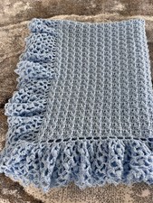 New Blue Hand Crocheted Baby Afghan/Blanket