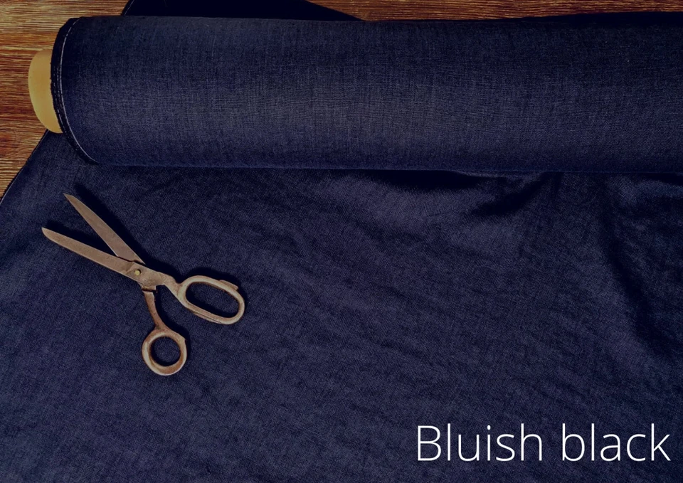 Black Linen Fabric by the Yard | Soft Washed Medium Weight | Sewing & Upholstery - Image 3 of 4