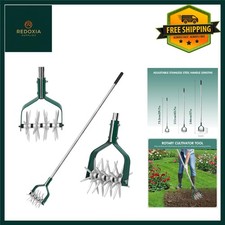 Rotary Garden Tiller Cultivator Tool with Adjustable 57-Inch Handle