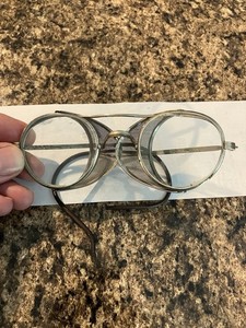 Antique Safety Glasses Mesh Side Shields Metal Frame Pre-1930