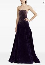 $5039 NWOT Purple Label Breyson Flocked Denim Evening Dress Size 0 Italy See Pic