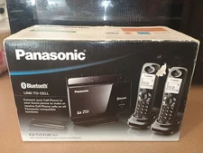 Panasonic Bluetooth Cordless Phone 2 Handsets Link to Cell KX-TH1212B