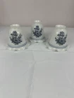 Set 3 Vintage Milk Glass Lamp Shades Blue Floral Ruffle Bell Light Fixture