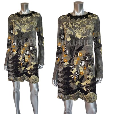 SAVE THE QUEEN DRESS MIXED FLORAL PRINT LONG SLEEVES FRINGE NECKLINE sz M MEDIUM