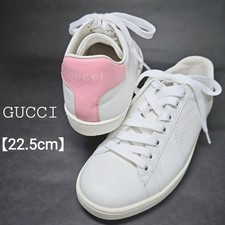 Auth Gucci Ace GG Low cut Sneakers EU35.5 US5.5 UK2.5 White Pink Leather Women