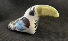 Vintage Mexican Tonala Hand Painted Minature Folk Art Toucan Bird Figurine
