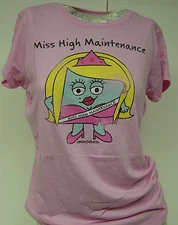 Womens Juniors David & Goliath Miss High Maintenance Pink Novelty Tee T-Shirt 