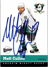 Matt Cullen autographed hockey card Anaheim Ducks, FT 2000 Upper Deck Vintage #3