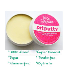 Pit putty 100% natural deodorant rose geranium 65g Vegan Organic Cruelty free !