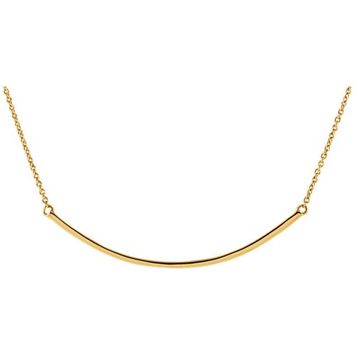 14K Gold Curved Bar Necklace 14K Rose Gold Line Bar White Rose Yellow Gold - Picture 3 of 12