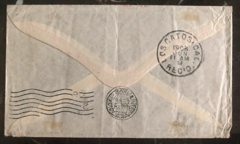 1906 Shanghai China Hong Kong Oficina de Correos Británica Cubierta a Montreal Canadá Foto 2 de 2