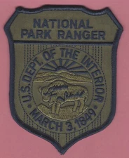 U.S. DEPARTMENT OF THE INTERIOR NATIONAL PARK RANGER PATCH TACTICAL GREEN