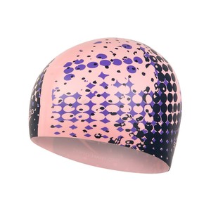 Speedo Long Hair Silicone Swimming Cap Adult Hat Pink Navy Powder