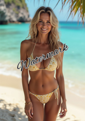 Bild einer schönen Dame im Bikini Digitaldruck zum Herunterladen. Wandbild #B5