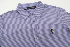 Ralph Lauren RLX Mens Large Purple Striped Wicking Performance Golf Polo Shirt