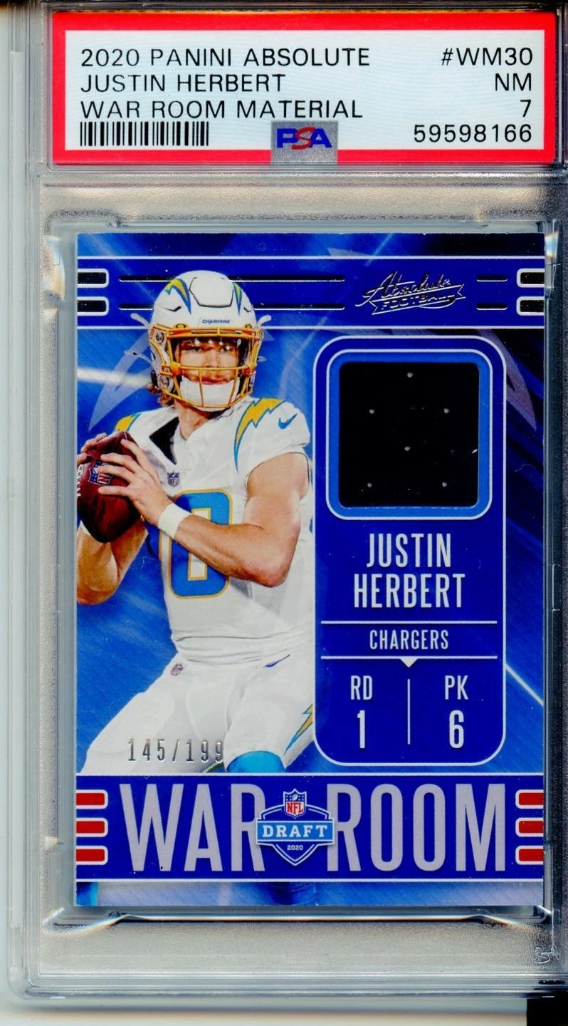 Justin Herbert Panini Absolute War Room Materials #WM30 Base