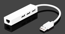 USB A Male to Ethernet Network LAN RJ45 w/ 3 USB Port Spliter Adapter Converter