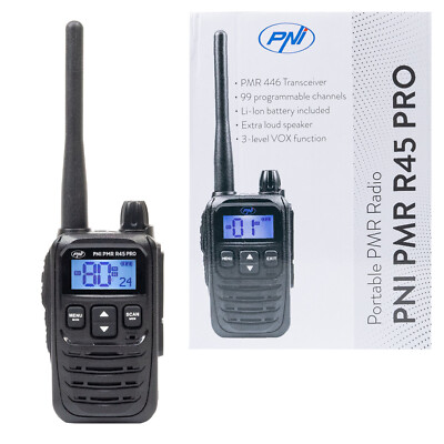 PNI PMR R45Pro PMR Funkgerät  16 K, CTCSS & DCS, VOX, TOT, BCL Standlader Akku