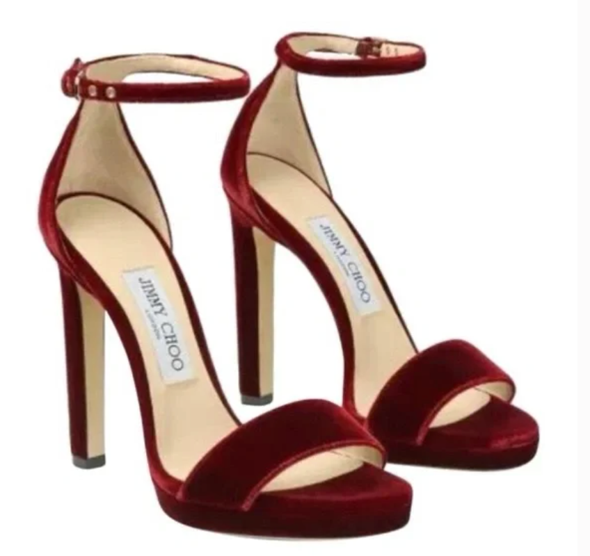 NEW Jimmy Choo Misty 120 Red Velvet Strap Heels Size 36.5 NEW Jimmy Choo Misty 120 Red Velvet Strap Heels Size 36.5
