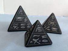 SET of 3 Basalt Stone Egyptian Pyramids Hieroglyphics - 1.5", 2", 2.5" Hts #F19