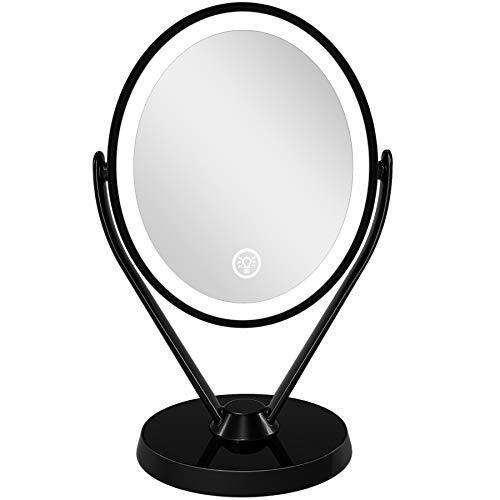 Double-Sided 1x7X LED Lighted Makeup Mirror Black  