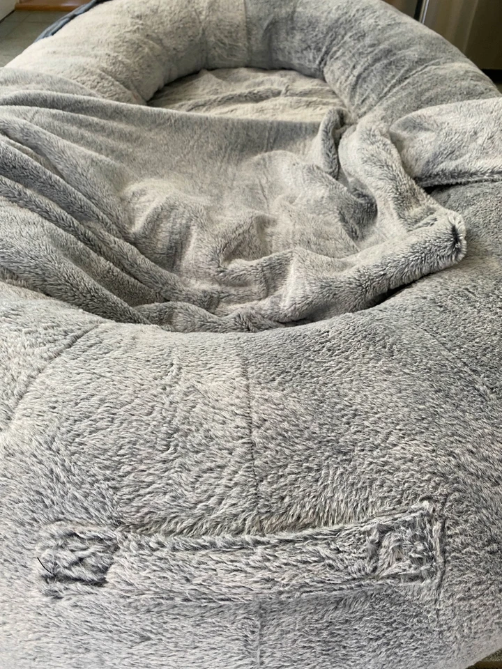 Human Cuddle Dog Bed Includes Washable Fur Cover and Pillow 68x35x12In - Image 4 of 4