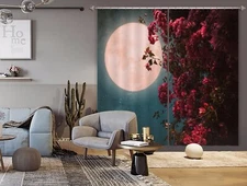 3D Full Moon Red Flower ZHUA936 Photo Curtain Window Blockout Fabric Amy 2023