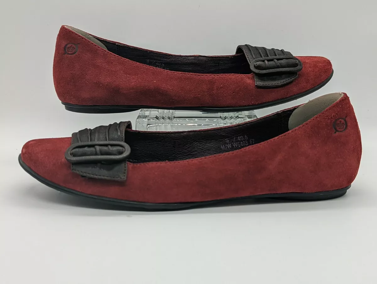 BORN Hand Crafted Ballet Flats Shoes Paprika Suede Brown Leather Womens 9M EuC