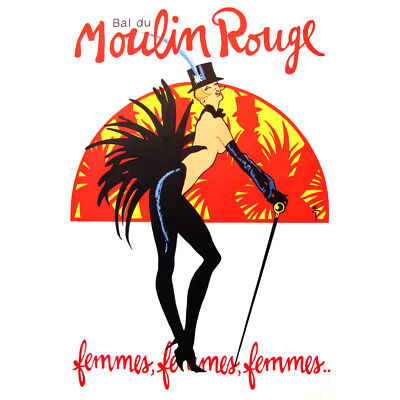 Burlesque Moulin Rouge Paris Mädchen großer Wandkunstdruck 18 x 24 Zoll