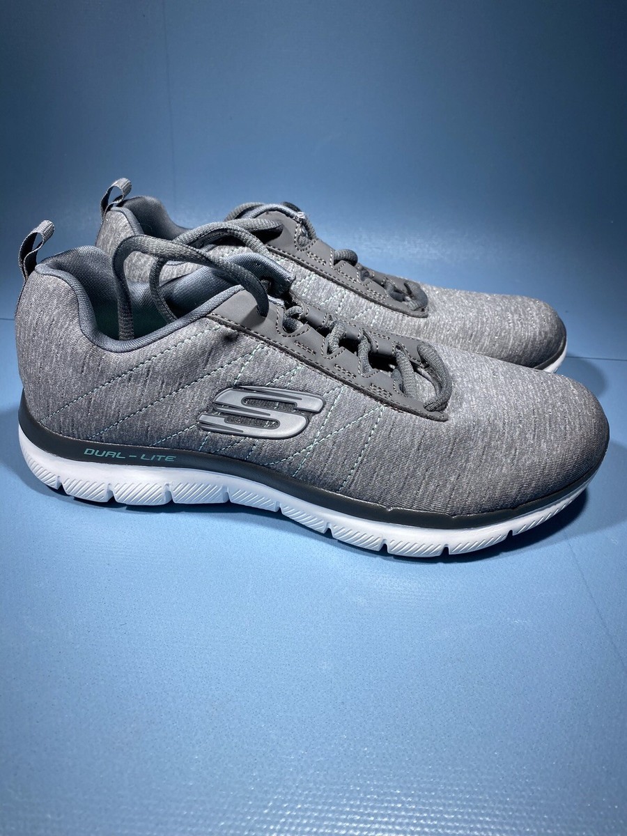 SKECHERS スニーカーAirCooled MEMORY FOAM Men New Skechers Air-Cooled Memory Foam Gray Lace-Up Comfort