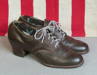 Vintage 1930s Friedman Shelby Leather Lace Up Shoes Heels Vintage 1930s Friedman Shelby Leather Lace Up Shoes Heels