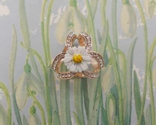 WHITE DAISY SCARF RING Marguerite Daisy Scarf Ring White Wedding HAND PAINTED